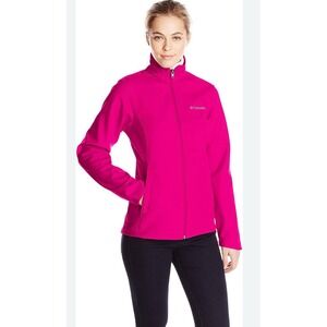 Columbia Women's Softshell Pink Size LG Jacket Coat Water Repellant Fleece Lined